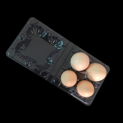 4 Hücre Klip Düğmeli Plastik Blister Ambalaj Şeffaf Plastik Yumurta Kartonları Halojensiz