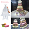 Klasik plastik 10 katmanlı macaron kulesi piramit macaron standı durumda