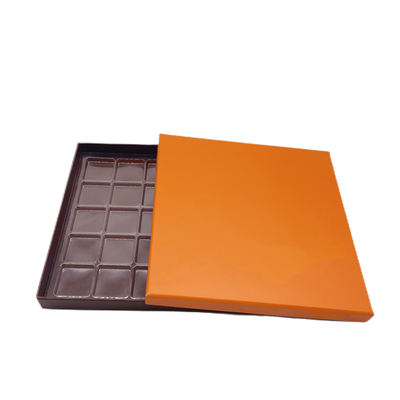Lüks Çikolata Ambalajı Turuncu Kraft Kağıt Kutu 25 Adet Plastik İçli