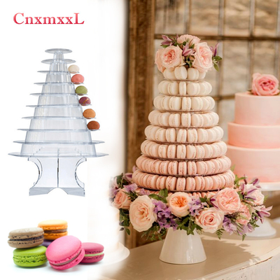 Açık Siyah 10 Kat Macaron Blister Acrylic En İyi Pasta Dekorasyonu ile Kule Stand Paketleme