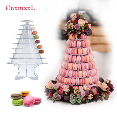Açık Siyah 10 Kat Macaron Blister Acrylic En İyi Pasta Dekorasyonu ile Kule Stand Paketleme
