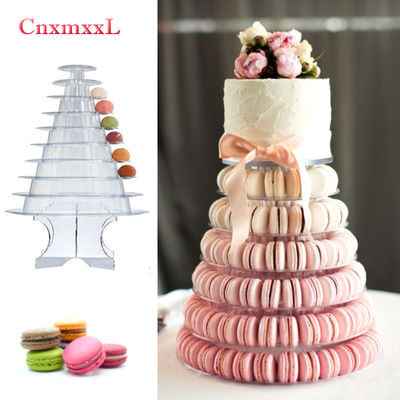 Açık Siyah 10 Kat Macaron Blister Acrylic En İyi Pasta Dekorasyonu ile Kule Stand Paketleme
