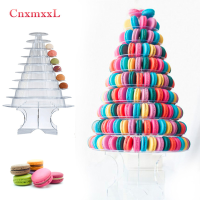 Açık Siyah 10 Kat Macaron Blister Acrylic En İyi Pasta Dekorasyonu ile Kule Stand Paketleme