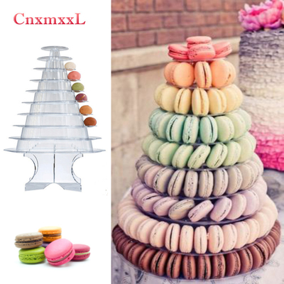 Açık Siyah 10 Kat Macaron Blister Acrylic En İyi Pasta Dekorasyonu ile Kule Stand Paketleme