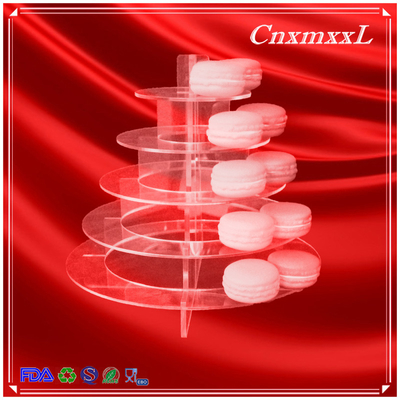 Yeni Patent akrilik macaron ekran 5 Tier akrilik macaron stand kulesi düşük fiyata