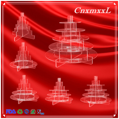 Yeni Patent akrilik macaron ekran 5 Tier akrilik macaron stand kulesi düşük fiyata
