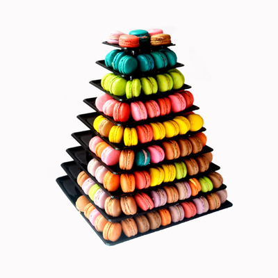Plastik Macaron Ekranı 4 Kat Kare Macaron Kulesi