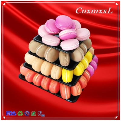 Plastik Macaron Ekranı 4 Kat Kare Macaron Kulesi