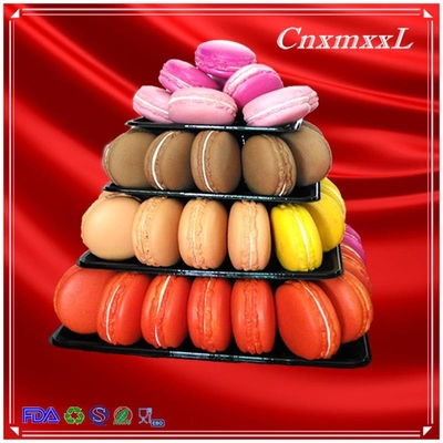 Plastik Macaron Ekranı 4 Kat Kare Macaron Kulesi