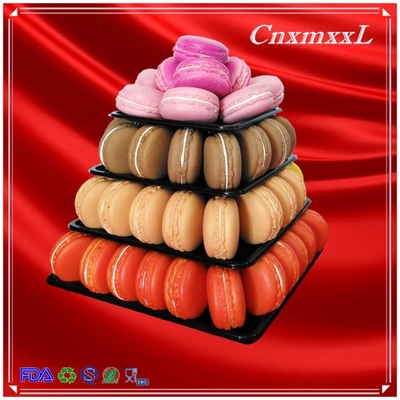 Plastik Macaron Ekranı 4 Kat Kare Macaron Kulesi