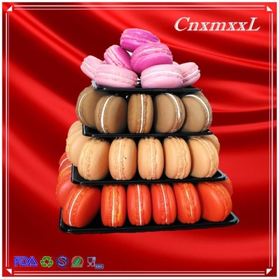 Plastik Macaron Ekranı 4 Kat Kare Macaron Kulesi