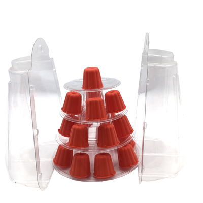 Mini Açık Plastik 4 Katlı Kanel Kulesi Ekran Standı Kanel / Makaron ve Pasta Dekorasyonu
