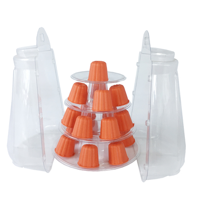 Mini Açık Plastik 4 Katlı Kanel Kulesi Ekran Standı Kanel / Makaron ve Pasta Dekorasyonu