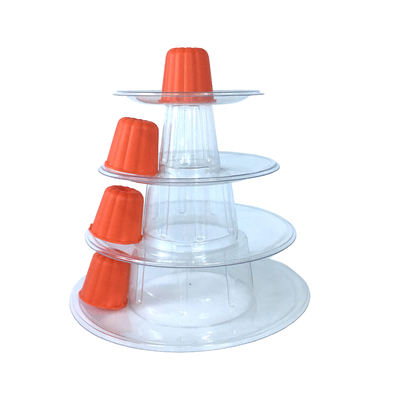Mini Açık Plastik 4 Katlı Kanel Kulesi Ekran Standı Kanel / Makaron ve Pasta Dekorasyonu