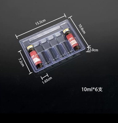 10 ml oral sıvı ampul tepsisi PET şeffaf vakum tepsisi, paket 5, paket 10, paket 12