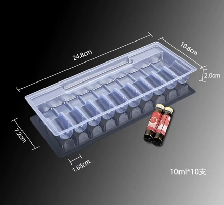 10 ml oral sıvı ampul tepsisi PET şeffaf vakum tepsisi, paket 5, paket 10, paket 12
