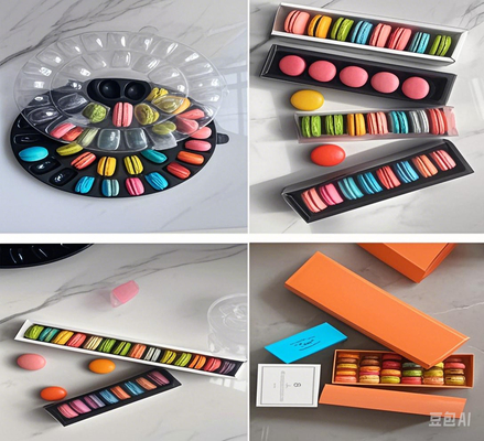 Macaron 48 Paketleme Macaron Plastik Tepsiler Macaron Hediye Kartonları Enjeksiyon Kalıplama