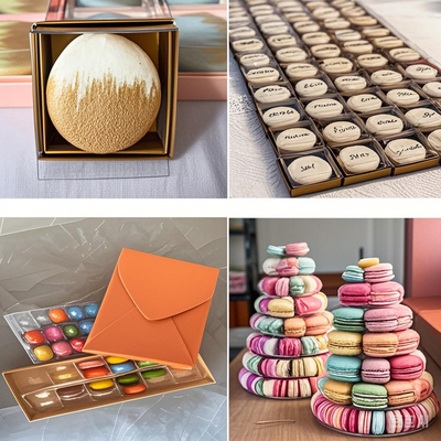 Macaron 48 Paketleme Macaron Plastik Tepsiler Macaron Hediye Kartonları Enjeksiyon Kalıplama