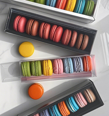 Makaron Şeffaf Üst ve Alt Kapak Paketleme Hediye Kutusu Üst ve Alt Kapak Paketi Çikolata Üst ve Alt Kapak Paketi Makaron Plastik Tepsisi