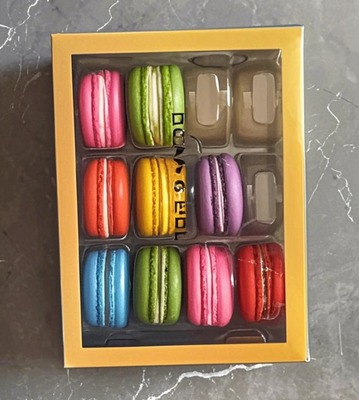Şeffaf Kağıt Kutusu Ambalaj Makaron Ekran Rack Makaron Tepsisi Makaron Hediye Kutusu Ambalaj Çikolata Makaron Üst ve Alt Kapak Ambalaj